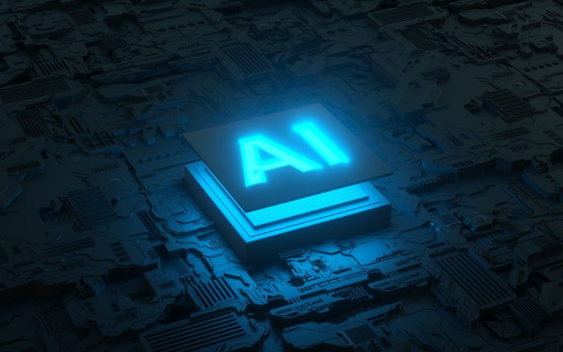 Circuit board and AI micro processor, Artificial intelligence of digital human. 3d render